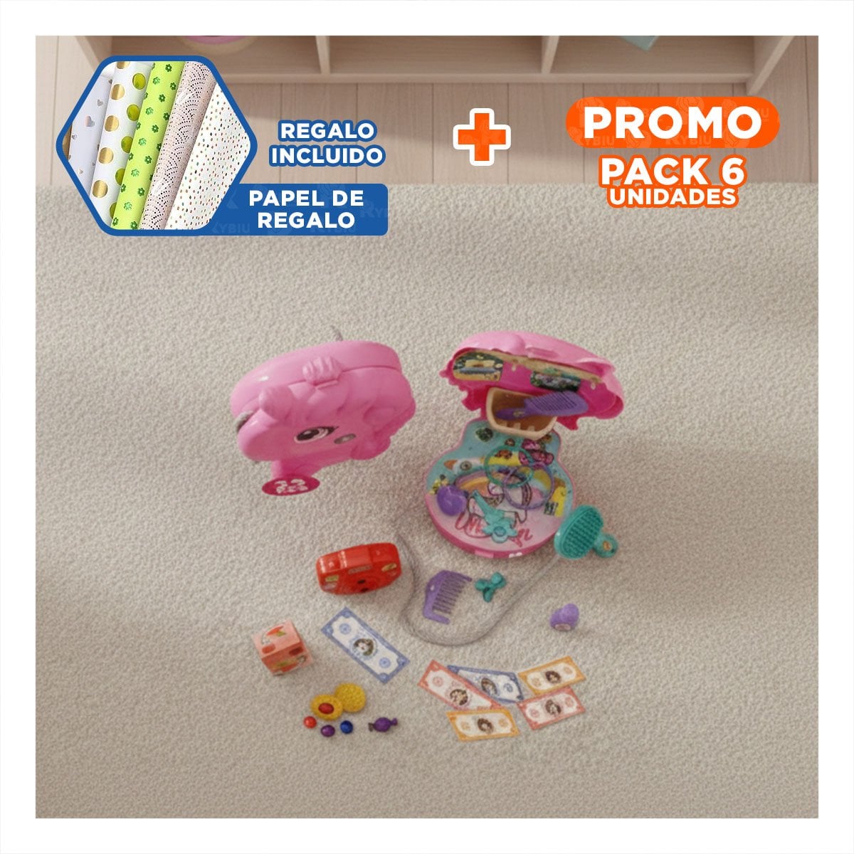 PACK6 ALTERNATIVA LUDICA UNICORNIO CON MALETA DE VIAJE PARA CREATIVIDAD INFANTIL YPAPEL REGALO - 1
