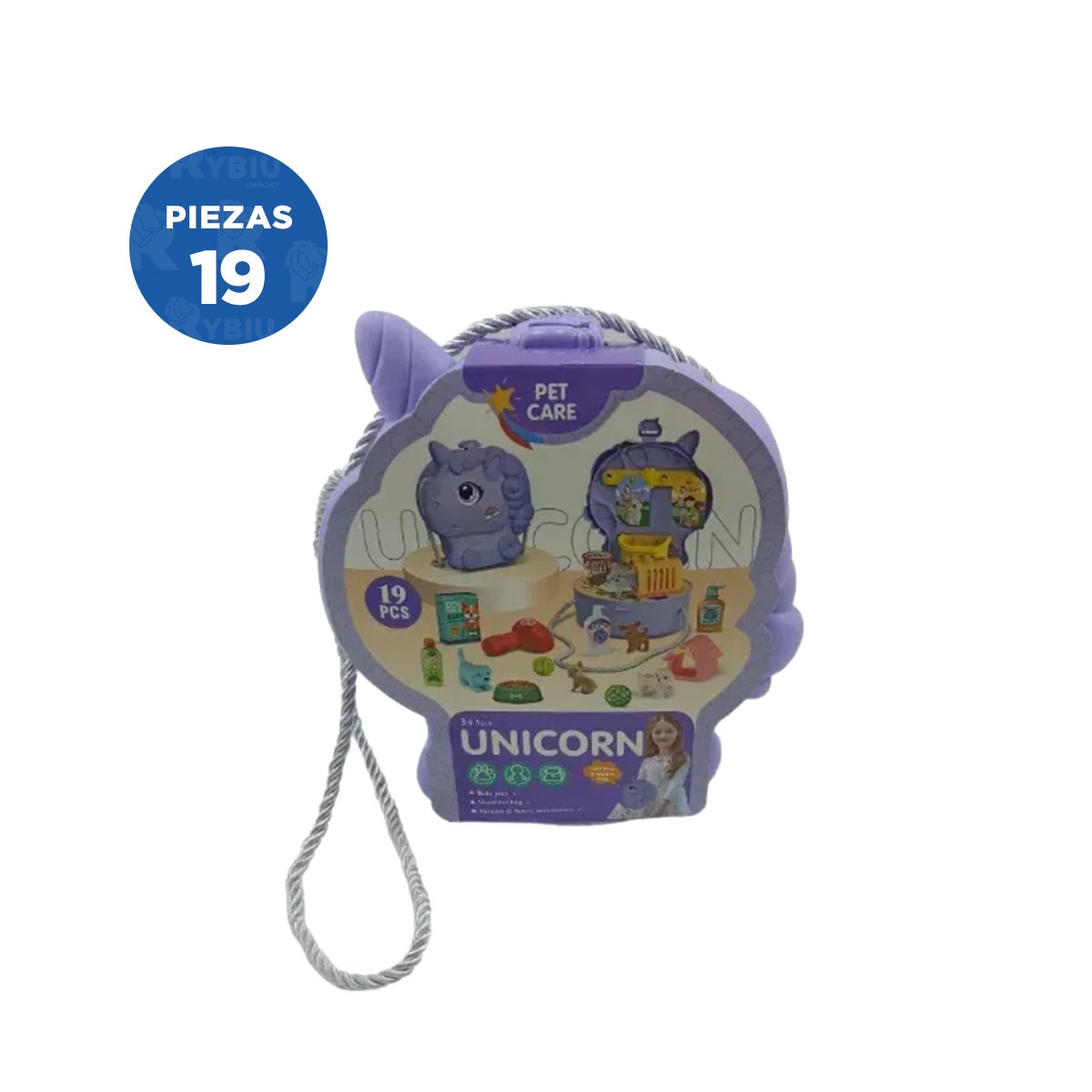 PACK6 SET UNICORNIO DE JUEGO PARA CUIDADO DE MASCOTAS INFANTIL YREGALO STICKER - 2