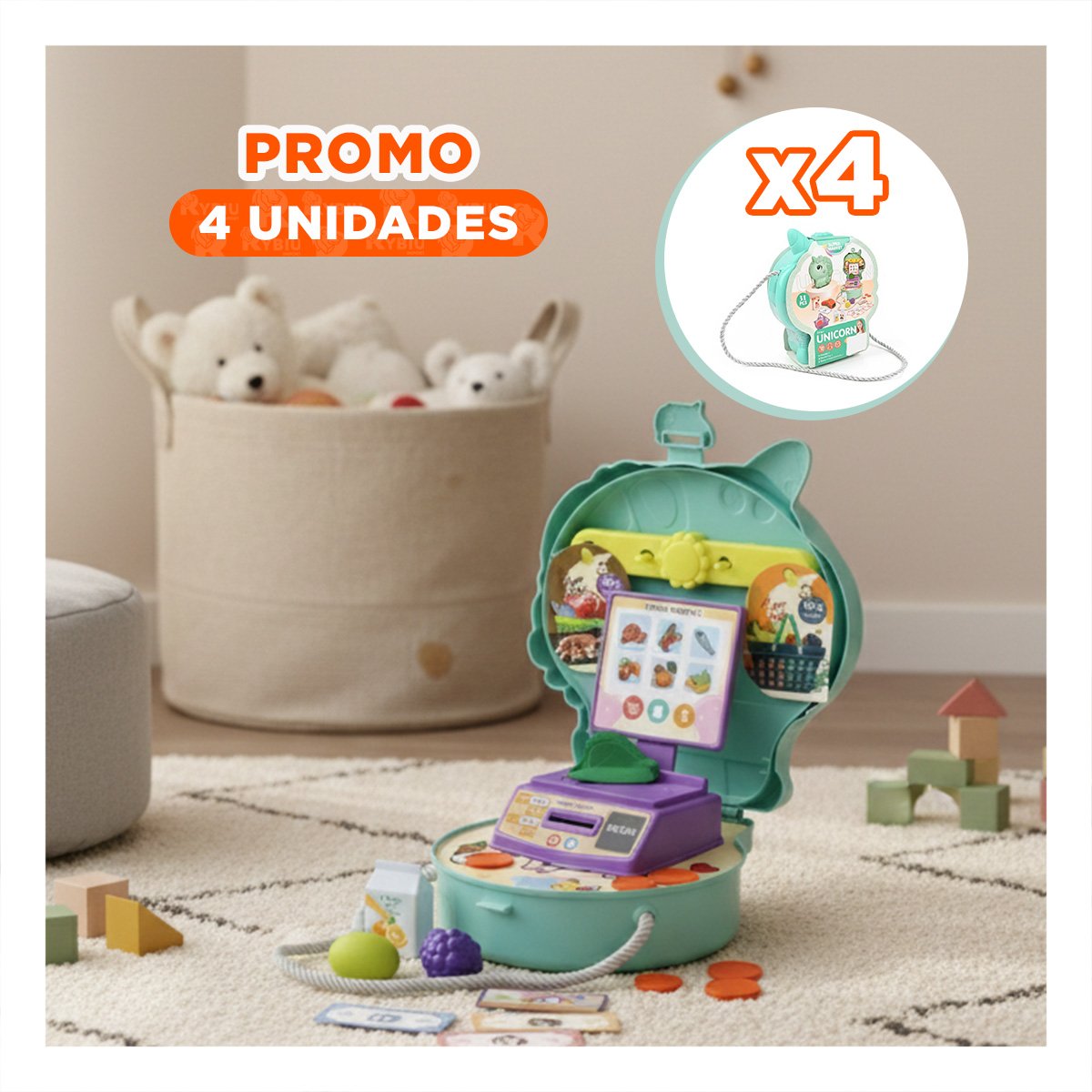 PACK4 PROPUESTA DE DIVERSION UNICORNIO CON SUPERMERCADO DE JUEGO INTEGRADO - 1