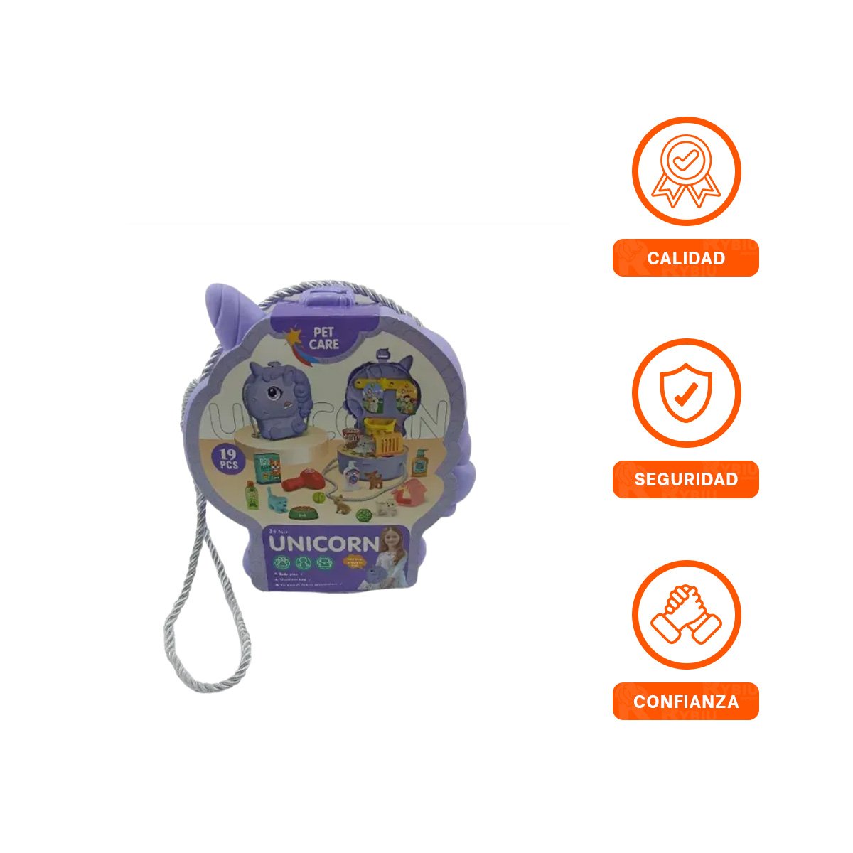 PORTAFOLIO UNICORNIO PARA CUIDADO DE MASCOTAS CON ACCESORIOS DE JUEGO CREATIVO - 3
