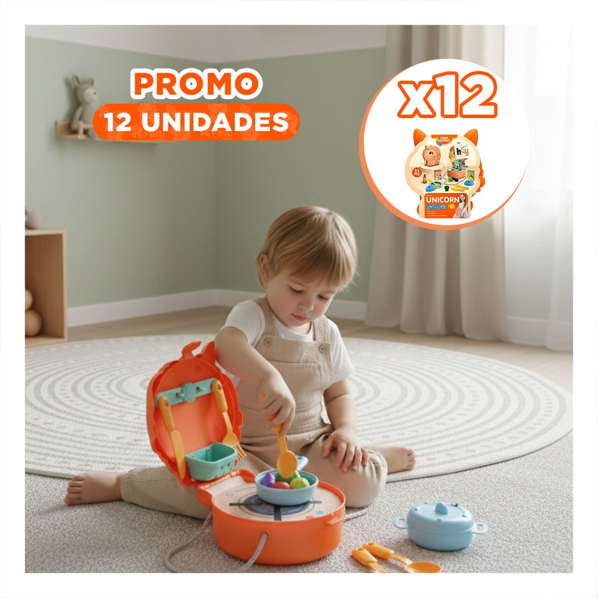 PACK12 OPCION INFANTIL UNICORNIO COCINA DE JUEGO EN ESPACIOS DE CASA - 1