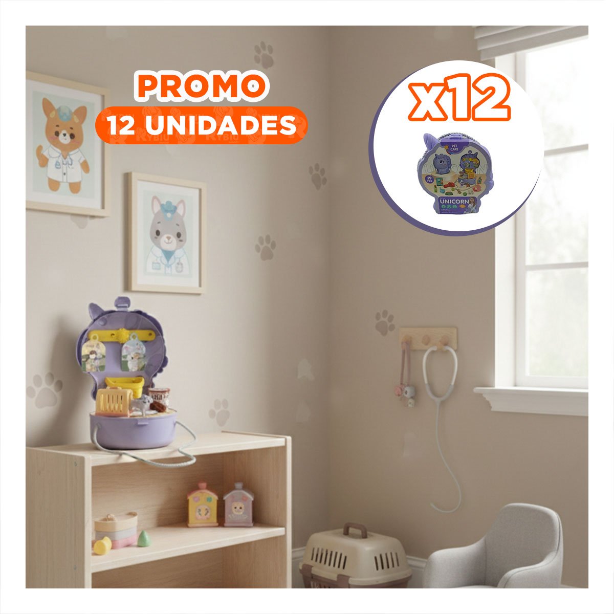 PACK12 PACK UNICORNIO DE JUEGO DE CUIDADO DE MASCOTAS CON PIEZAS - 1