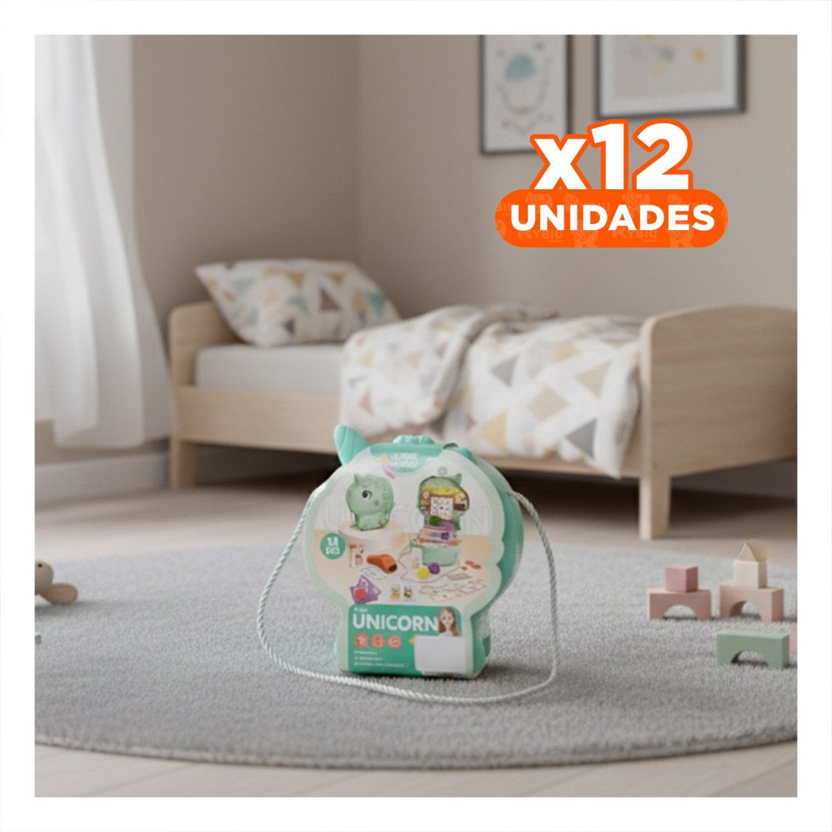 PACK12 PRESENTACION DE JUEGO UNICORNIO CON SUPERMERCADO Y PIEZAS INTERACTIVAS - 1