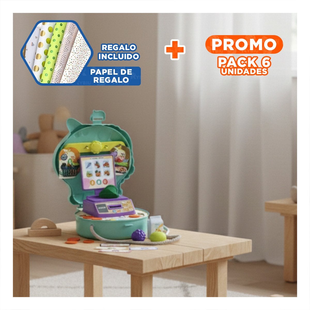 PACK6 LINEA DE JUEGO UNICORNIO CON SET DE SUPERMERCADO PARA ESPACIOS DE CASA YPAPEL REGALO - 1