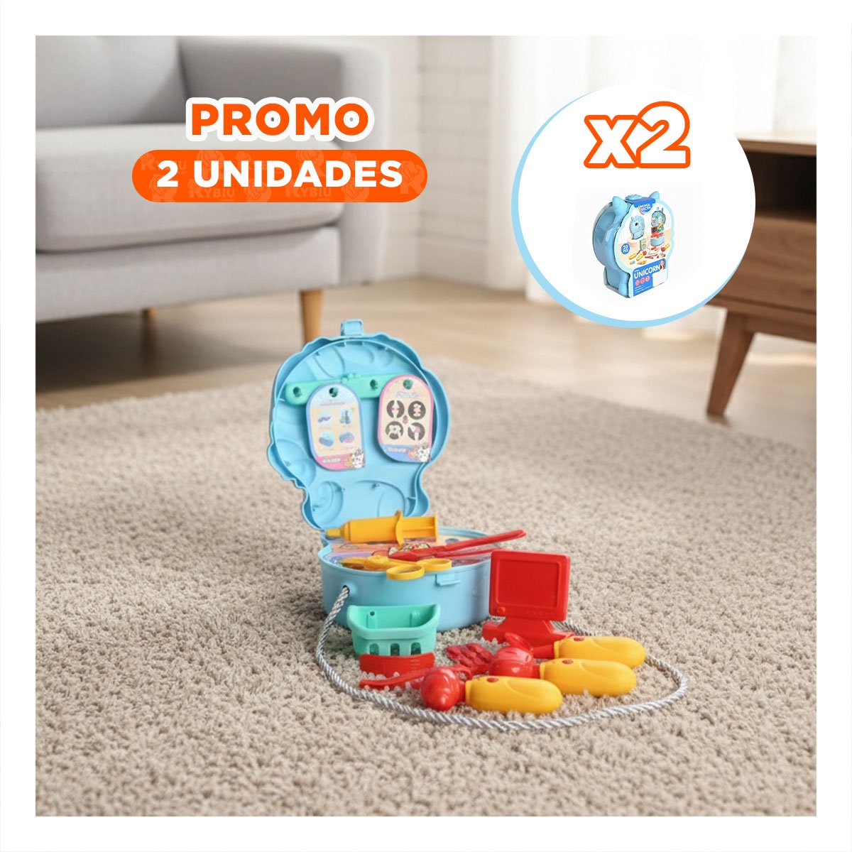 PACK2 ESTUCHE DE FANTASIA UNICORNIO CON SET MEDICO PARA JUEGO SIMBOLICO YREGALO STICKER - 1