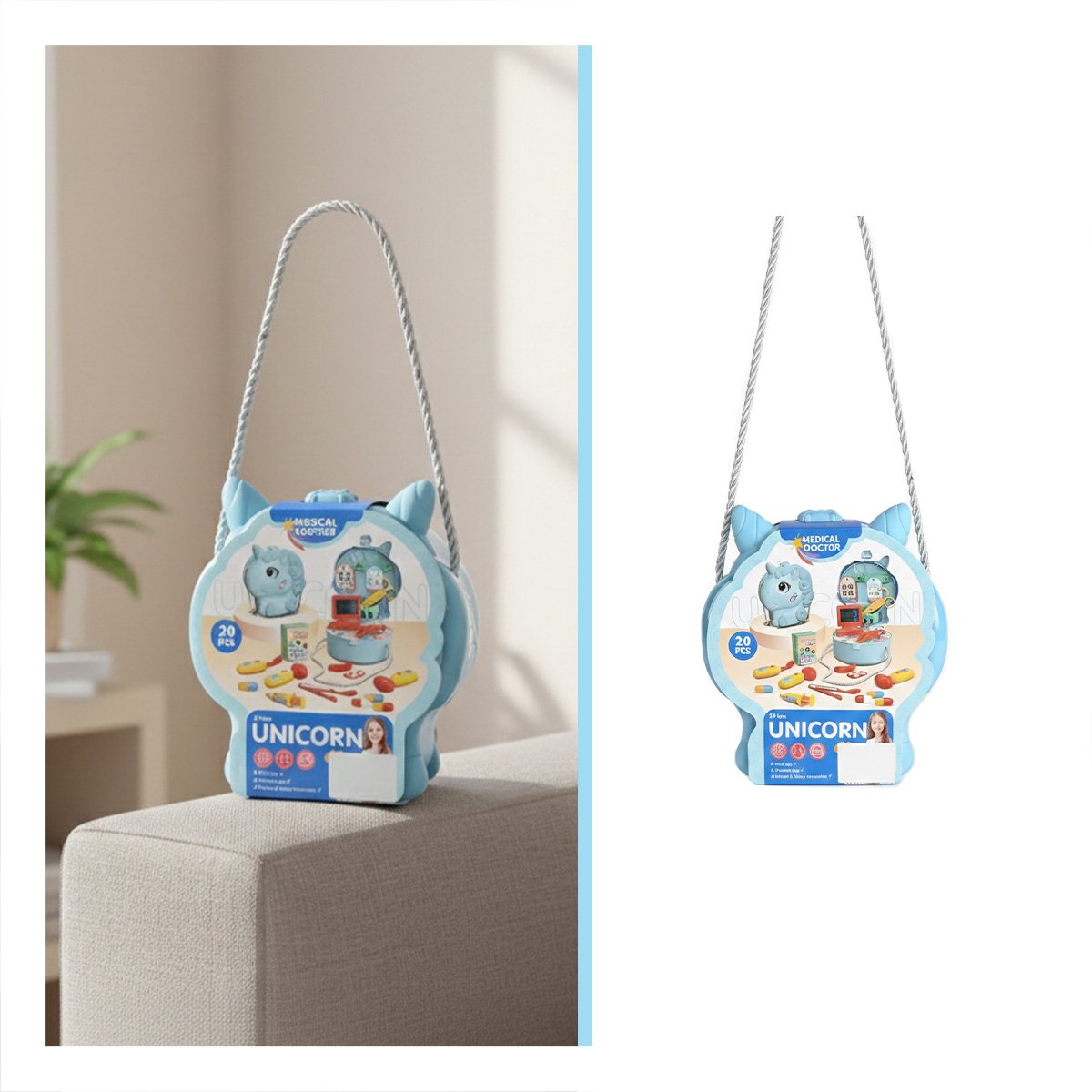 PACK2 ESTUCHE DE FANTASIA UNICORNIO CON SET MEDICO PARA JUEGO SIMBOLICO YREGALO STICKER - 4