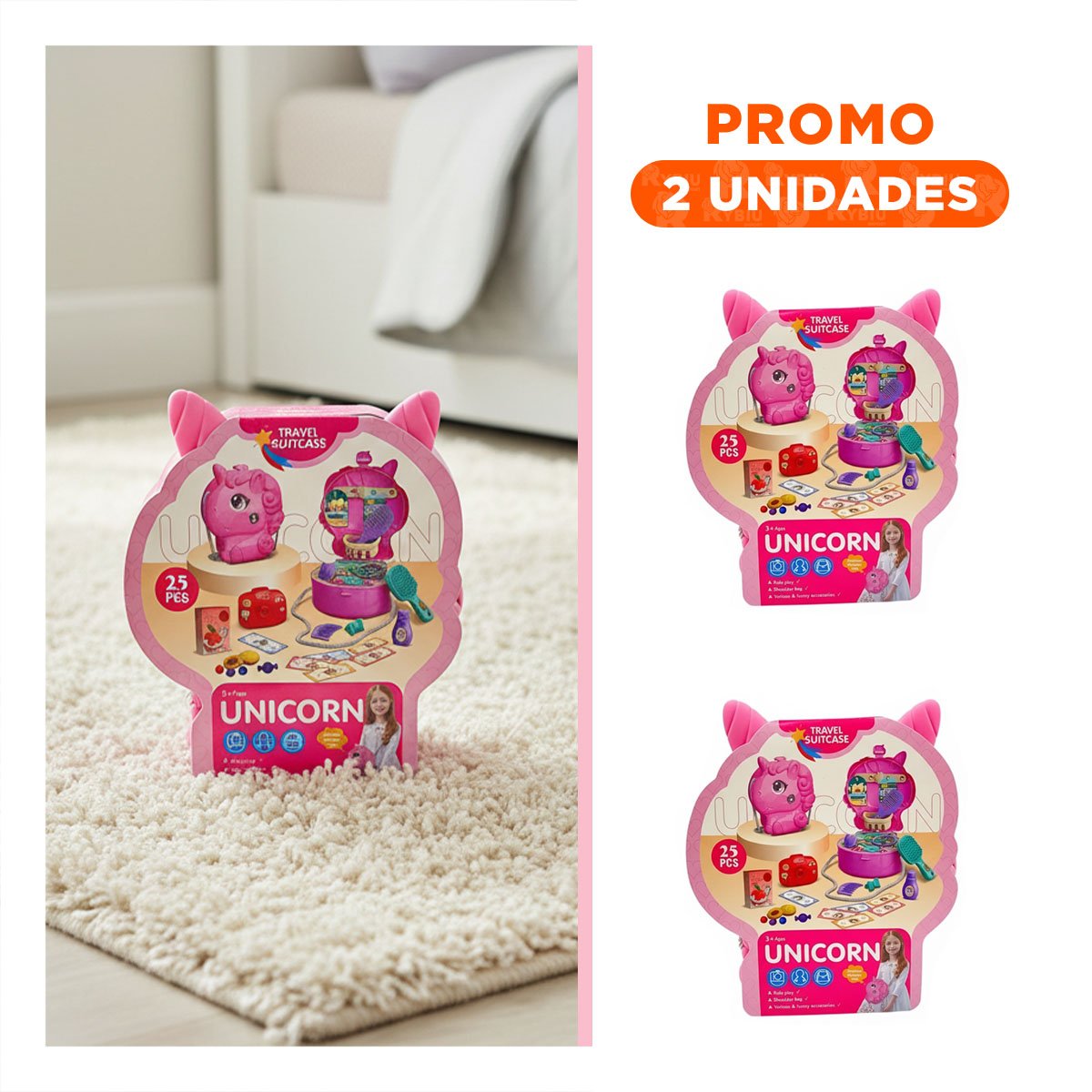 PACK2 FORMATO DIDACTICO UNICORNIO CON ACCESORIOS DE VIAJE PARA ACTIVIDADES EN CASA - 1
