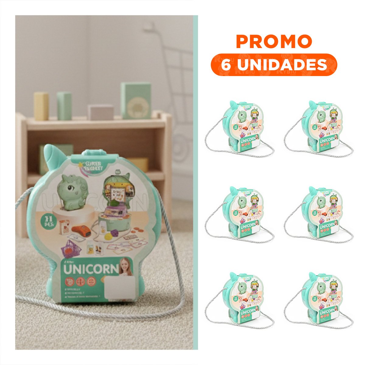 PACK6 FORMATO DE DIVERSION UNICORNIO CON SUPERMERCADO DE JUEGO COMPLETO - 1