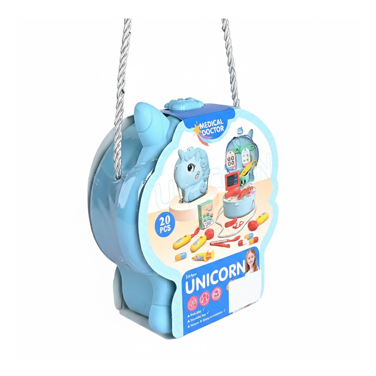 PACK12 MALETIN CREATIVO UNICORNIO CON ACCESORIOS MEDICOS INFANTILES YREGALO STICKER - 2