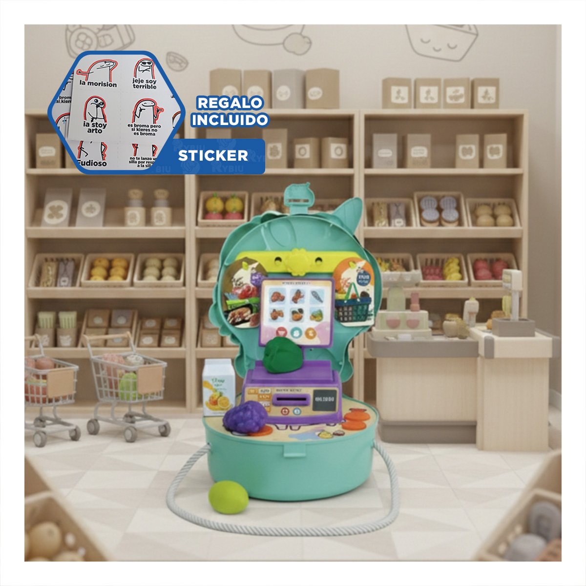 KIT UNICORNIO DE SUPERMERCADO CON ACCESORIOS PARA JUEGO IMAGINATIVO YREGALO STICKER - 1