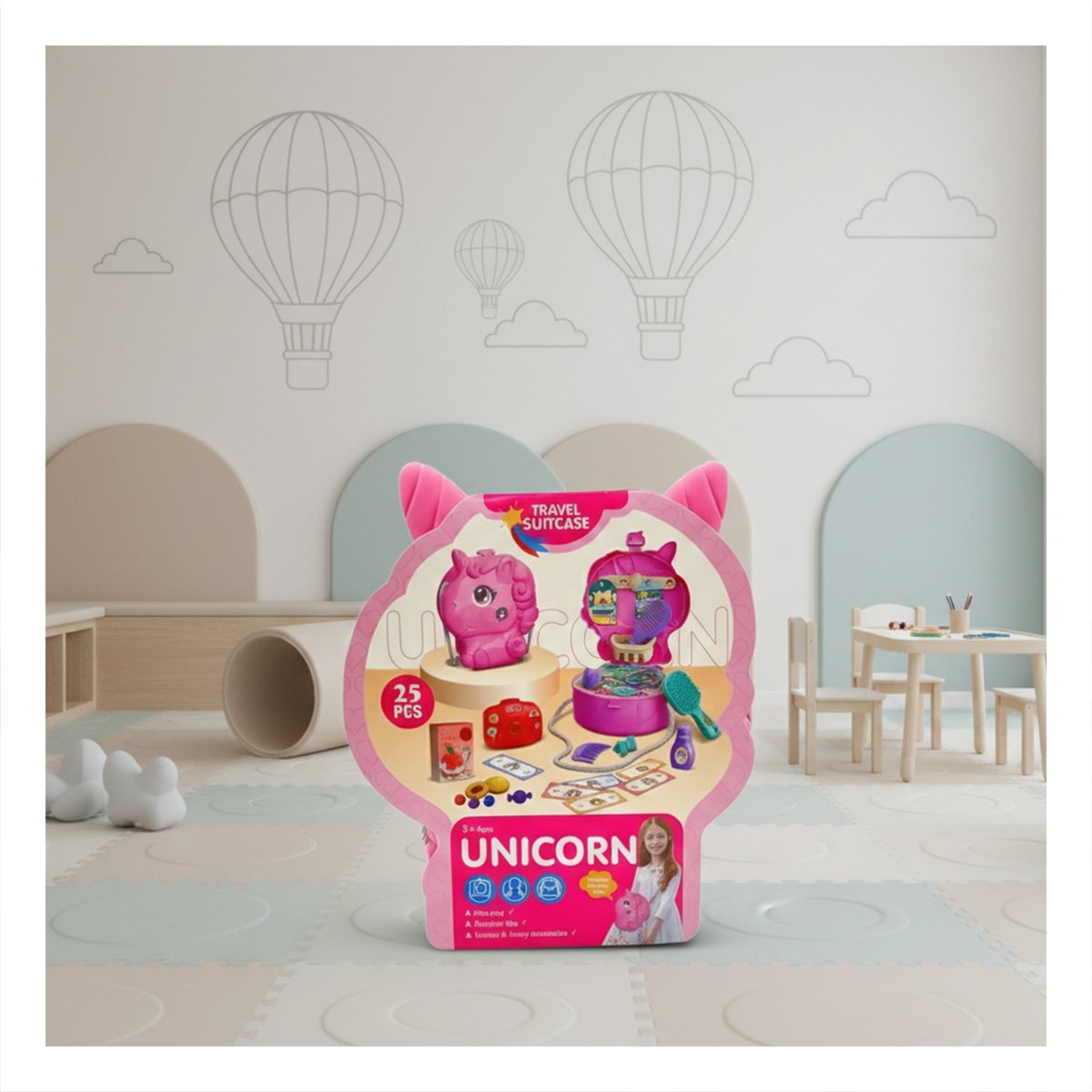BOLSA UNICORNIO CON ACCESORIOS DE VIAJE PARA JUEGO IMAGINATIVO EN ESPACIOS CERRADOS - 2