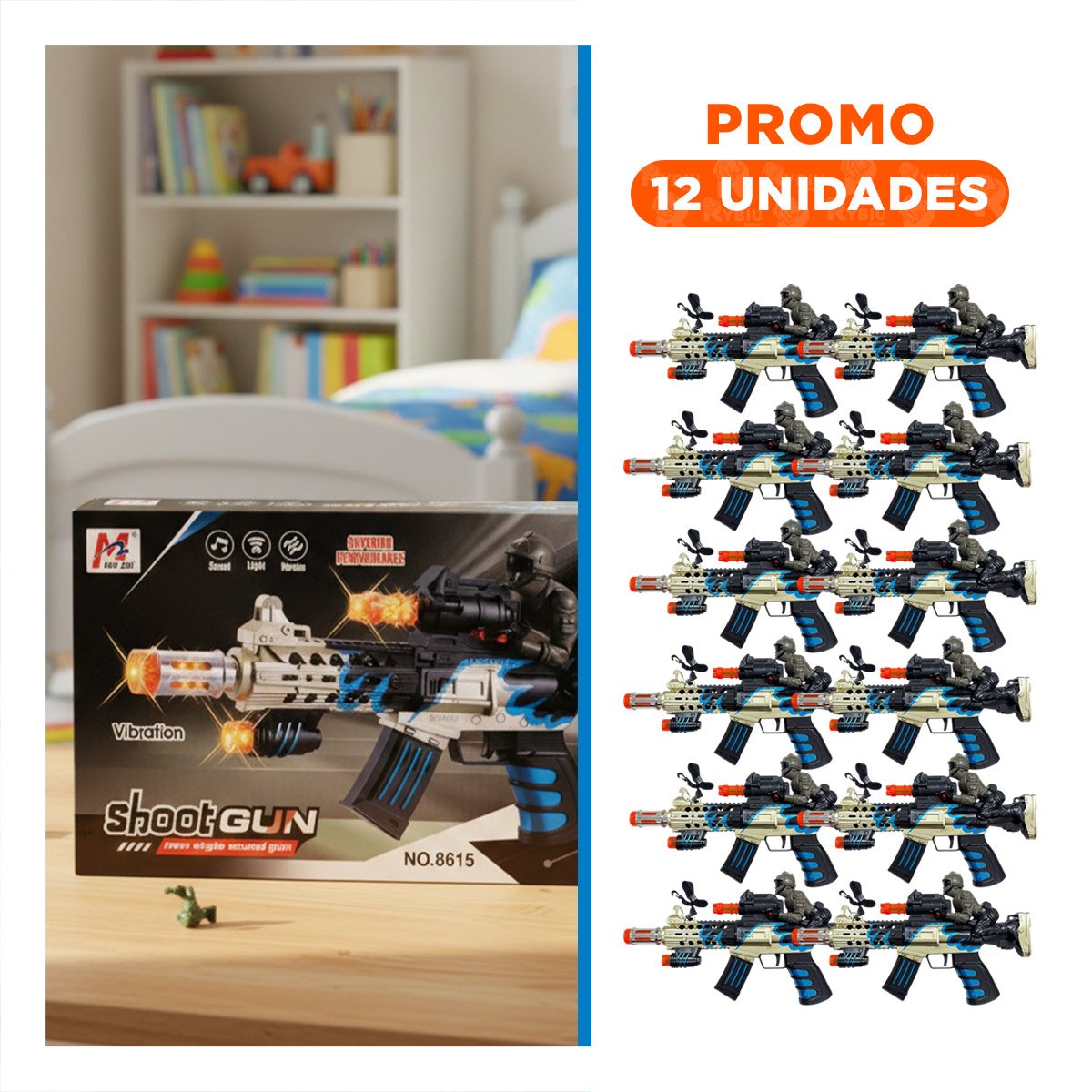 PACK12 PRODUCTO DE JUEGO ACTIVO CON SOLDADO INTEGRADO CON LUZ Y SONIDO YREGALO STICKER - 1