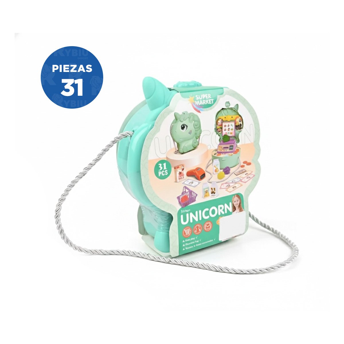 MALETIN UNICORNIO CON JUEGO DE SUPERMERCADO Y ACCESORIOS PARA COMPARTIR YLIGAS REGALO - 3