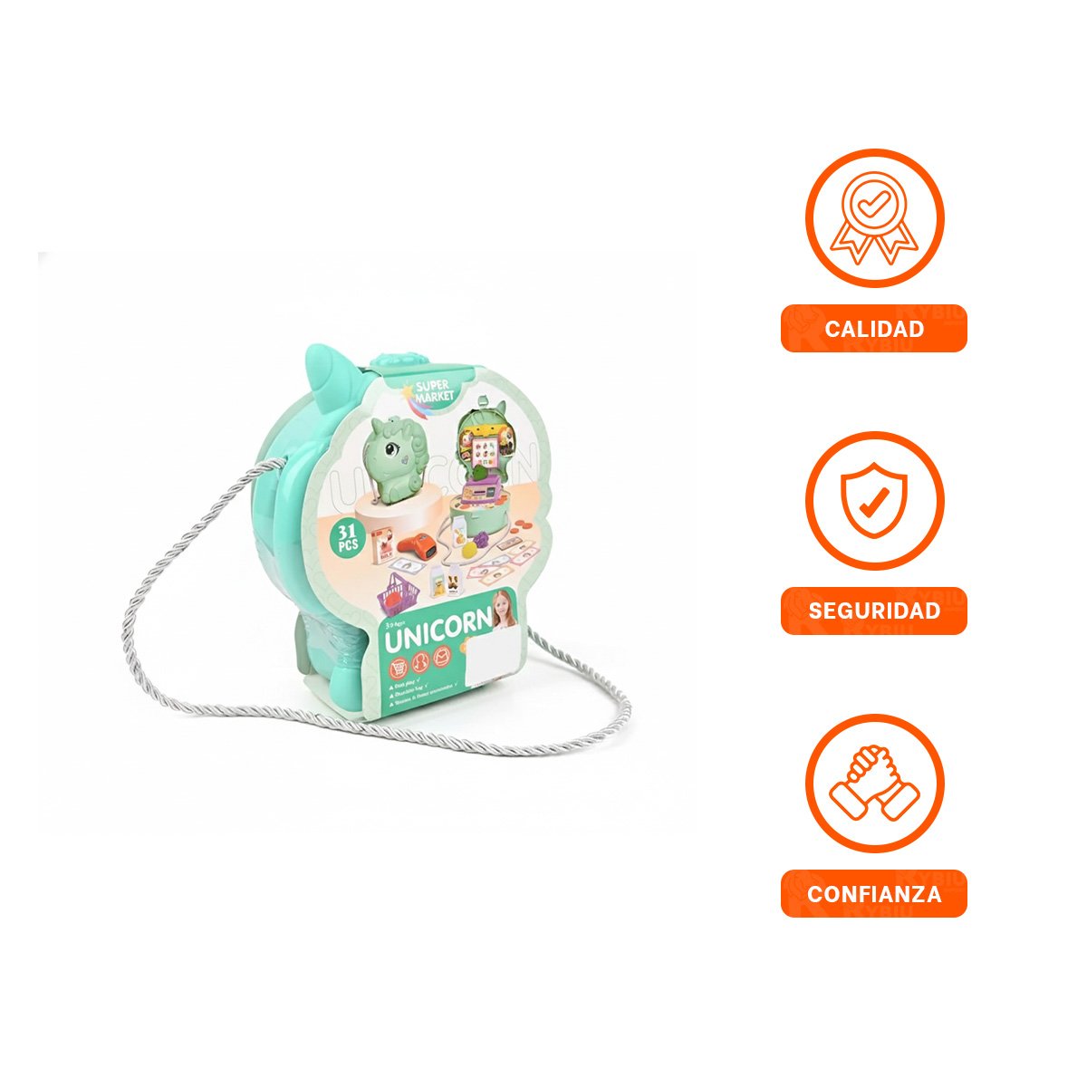 SET UNICORNIO CON SUPERMERCADO DE JUEGO Y ACCESORIOS PARA DIVERSION EN CASA - 3