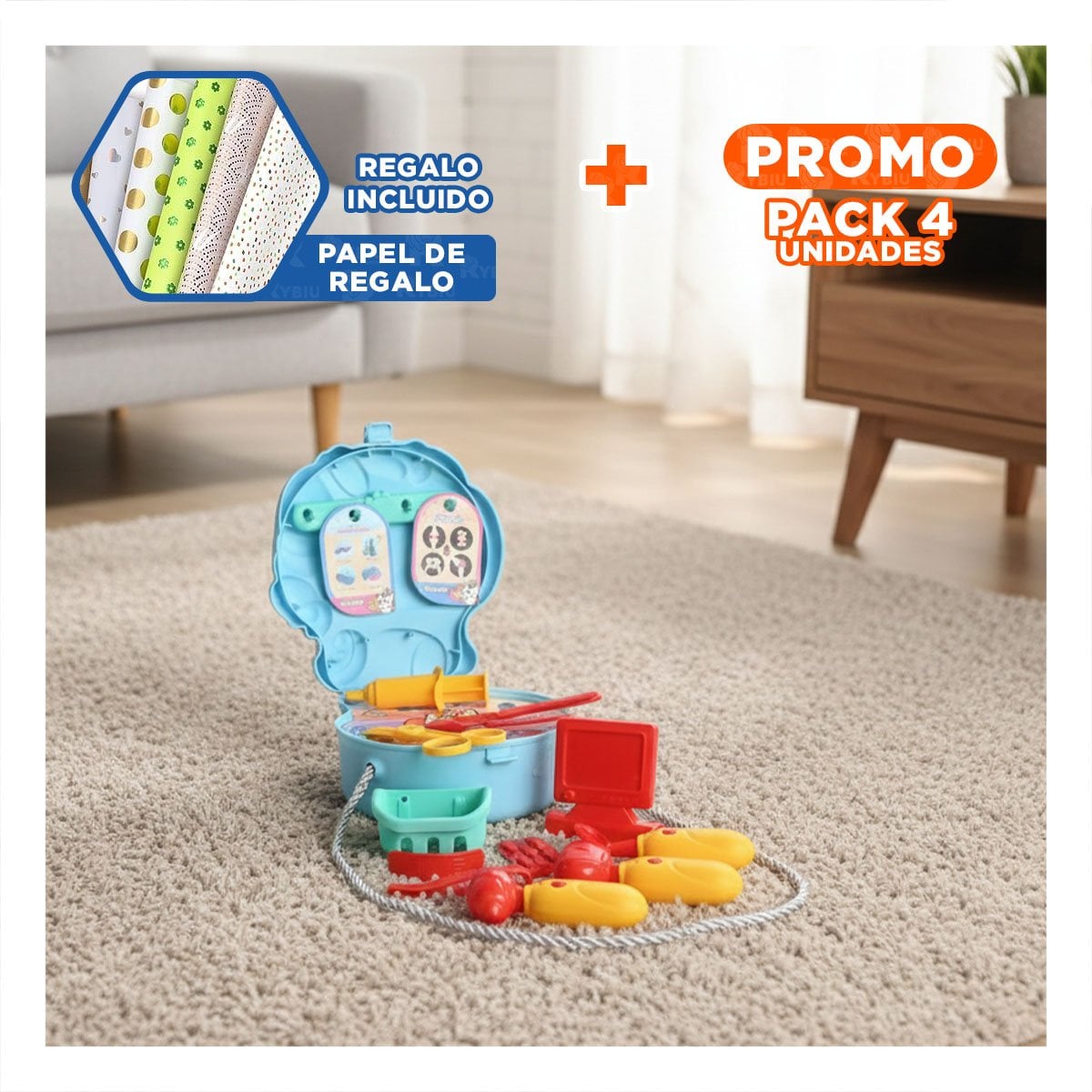 PACK4 CARTERA UNICORNIO PARA JUEGO DE DOCTO MEDICO INFANTIL EN CASA YPAPEL REGALO - 1