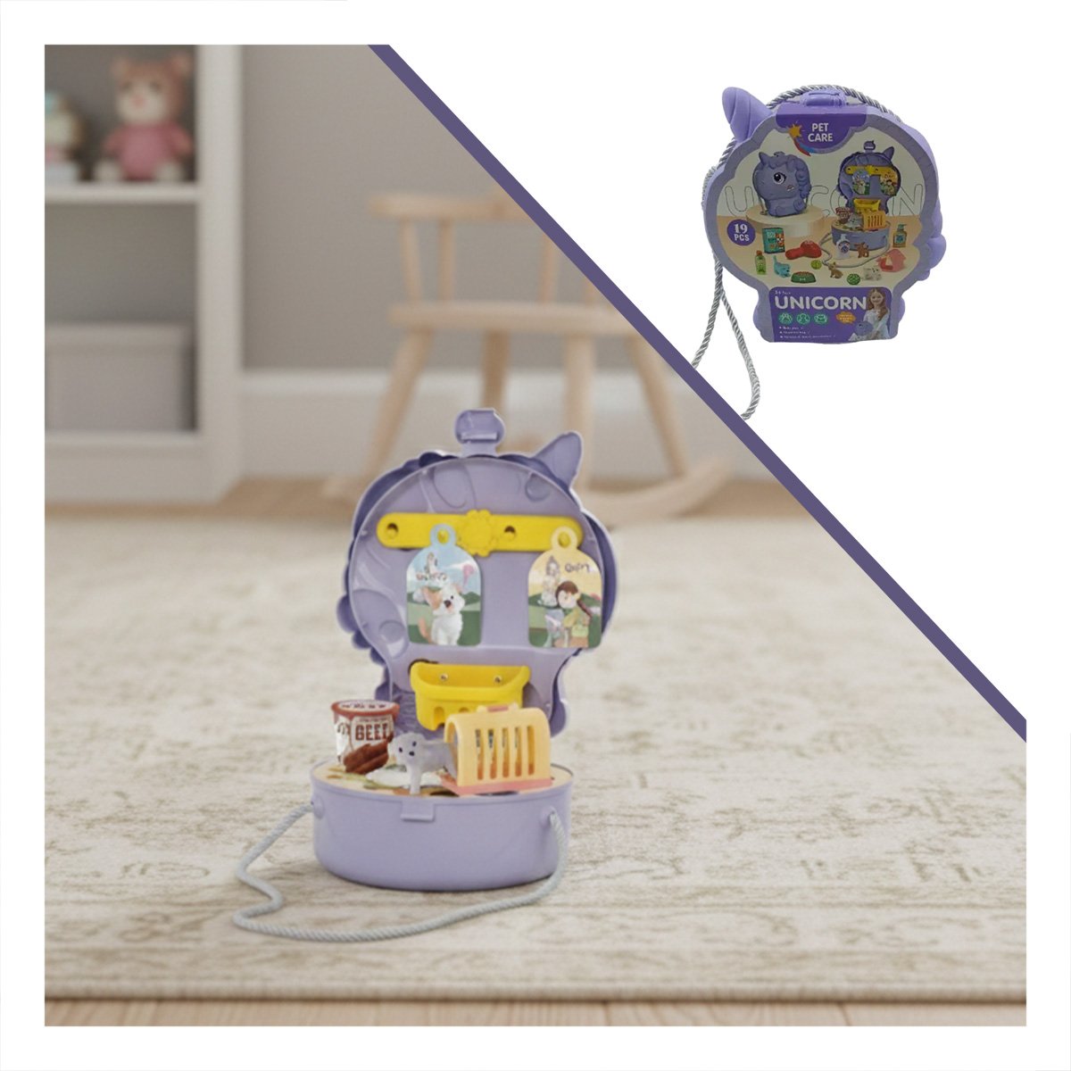 PACK6 KIT UNICORNIO DE JUEGO DE CUIDADO DE MASCOTAS CON ACCESORIOS YPAPEL REGALO - 4