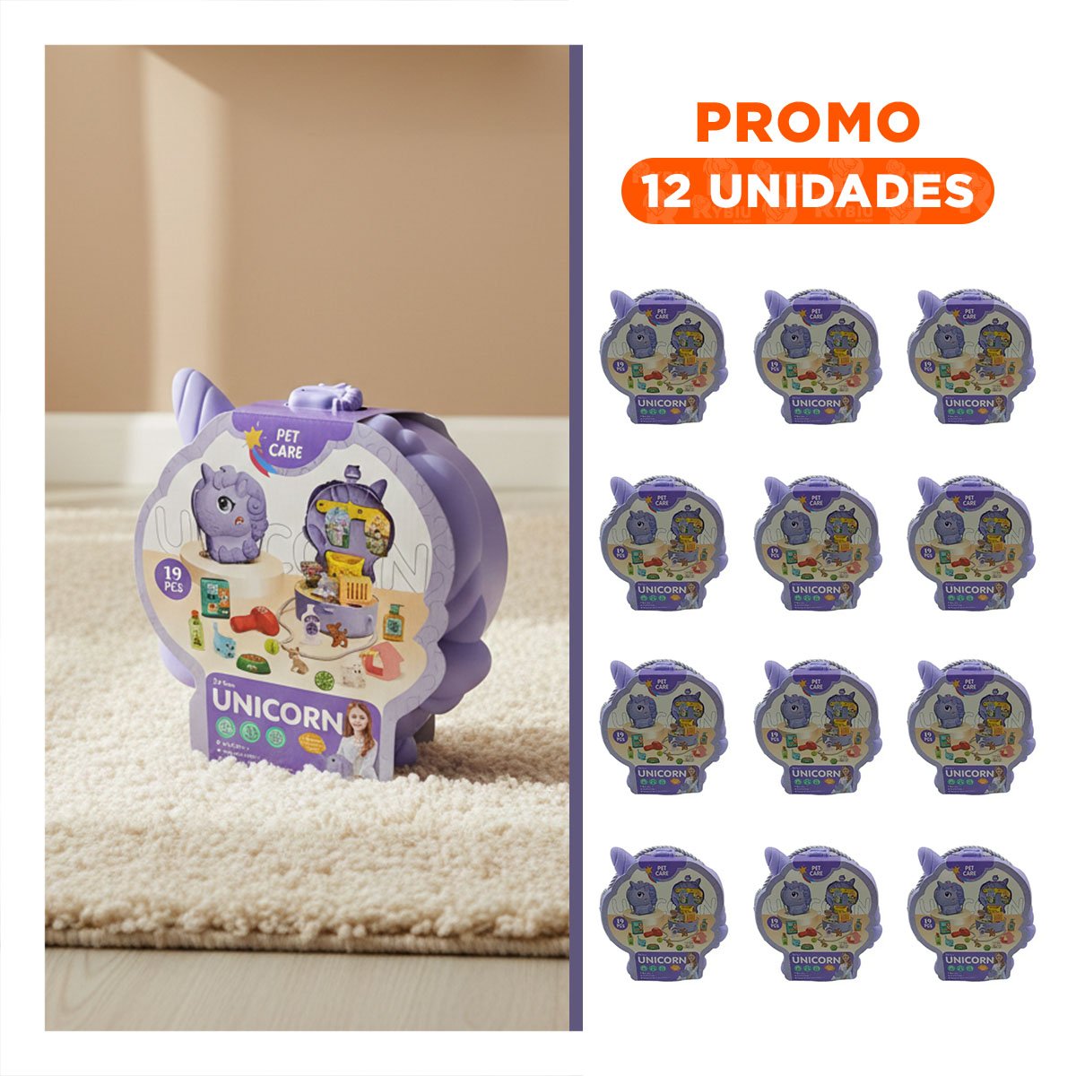 PACK12 BOLSO CREATIVO UNICORNIO DE CUIDADO DE MASCOTAS PARA JUEGO YREGALO STICKER - 1