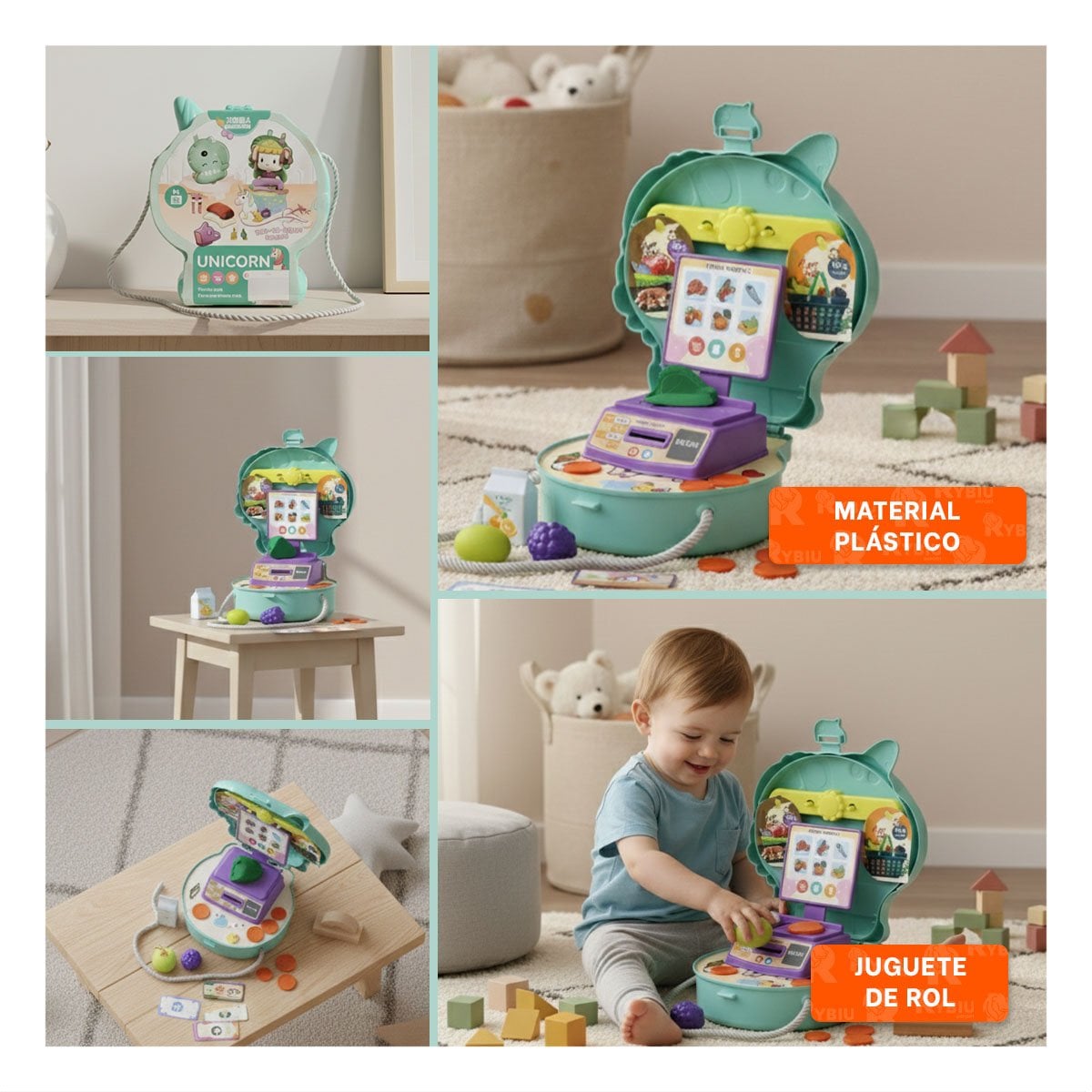 PACK UNICORNIO CON SUPERMERCADO DE JUEGO PARA ACTIVIDADES RECREATIVAS YSTICKY - 1
