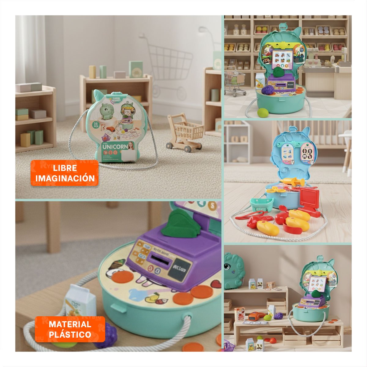 PACK UNICORNIO CON SUPERMERCADO DE JUEGO PARA ACTIVIDADES RECREATIVAS YSTICKY - 5