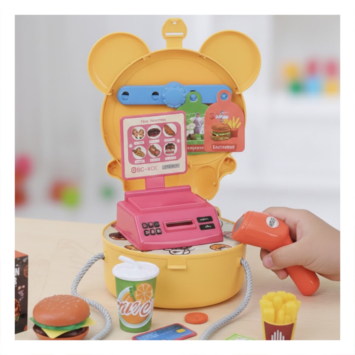 PACK4 BOLSO INFANTIL OREJITAS RESTAURANTE DE COMIDA RAPIDA 27 PIEZAS PARA COCINA DE JUEGO - 5