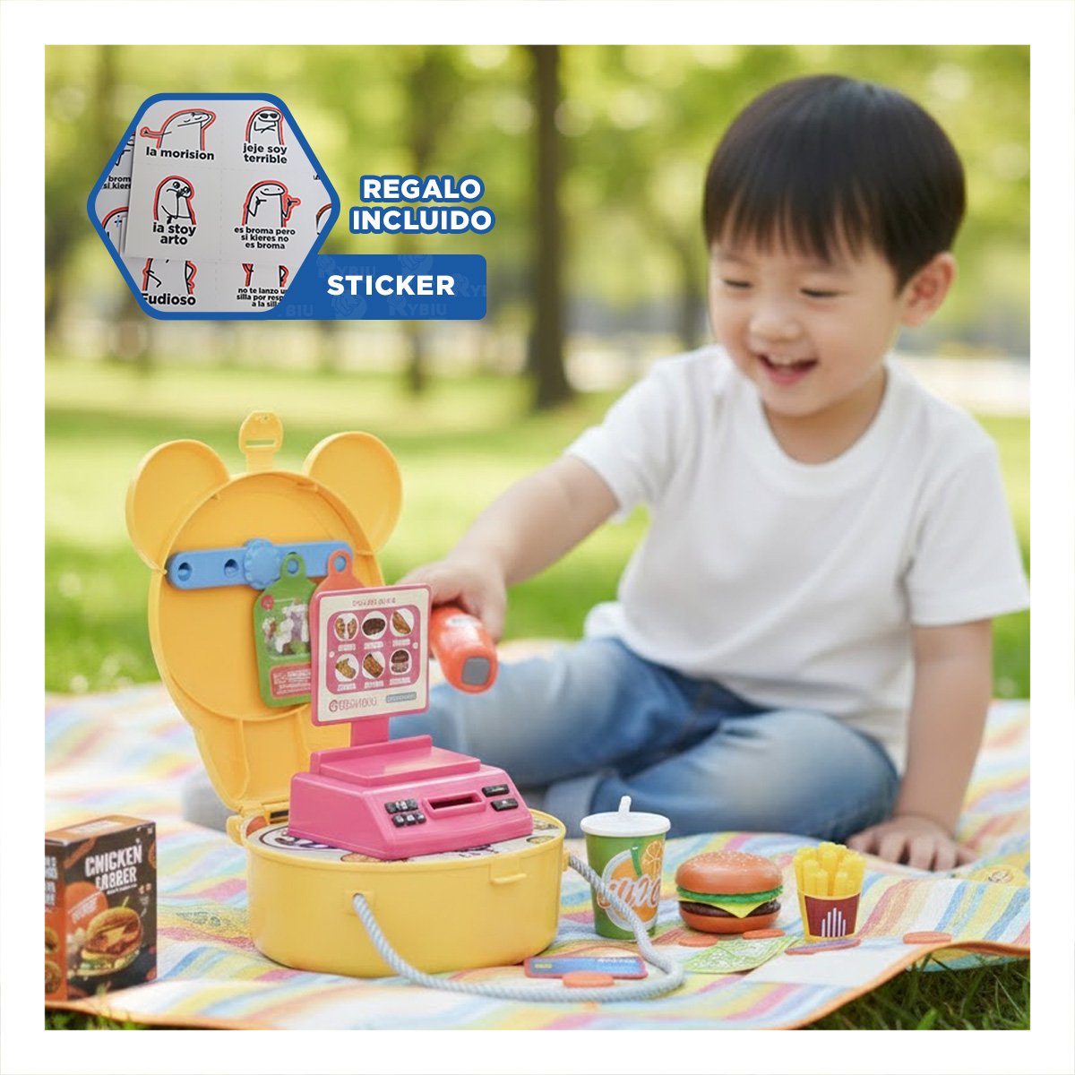KIT OREJITAS RESTAURANTE DE COMIDA RAPIDA 27 PIEZAS PARA JUEGO CREATIVO YREGALO STICKER - 1