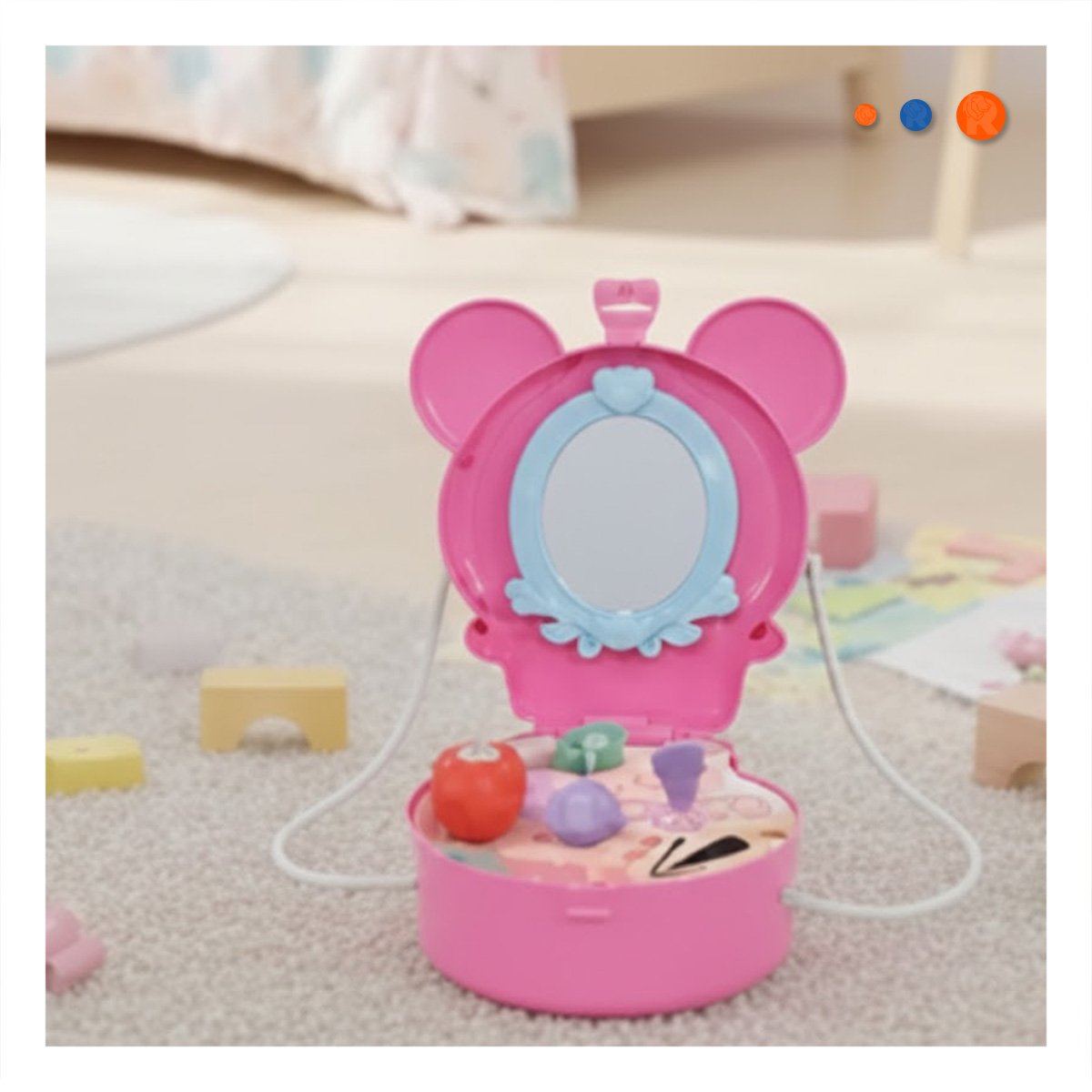 PACK12 JUEGO DE ROL INFANTIL CON OREJITAS Y TOCADOR DE MAQUILLAJE 19 PIEZAS YREGALO STICKER - 3