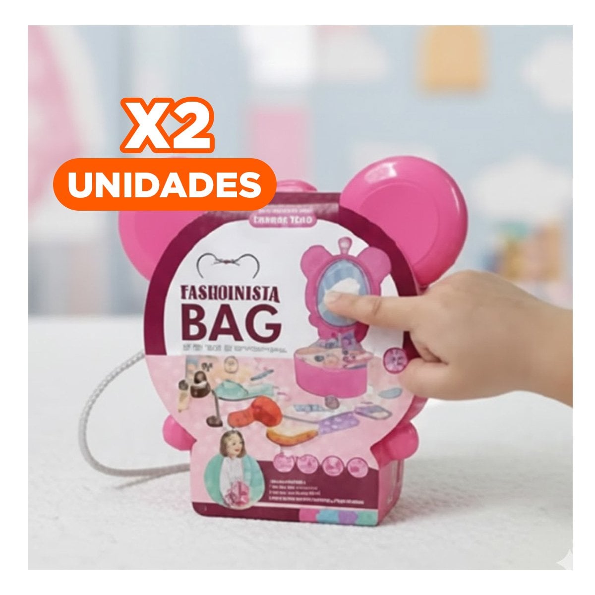 MALETIN INFANTIL CON OREJITAS Y TOCADOR DE MAQUILLAJE 19 PIEZAS PARA DIVERSION YPAPEL REGALO - 3