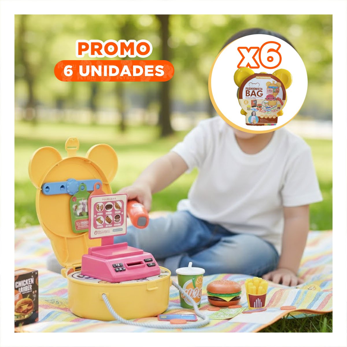PACK6 ALTERNATIVA INFANTIL OREJITAS RESTAURANTE DE COMIDA RAPIDA 27 PIEZAS YREGALO STICKER - 1