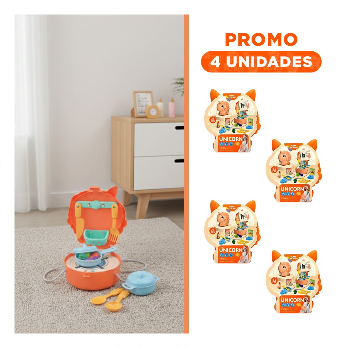 PACK4 MODELO INFANTIL UNICORNIO COCINA DE JUEGO PARA INFANTES EN CASA YREGALO STICKER - 1