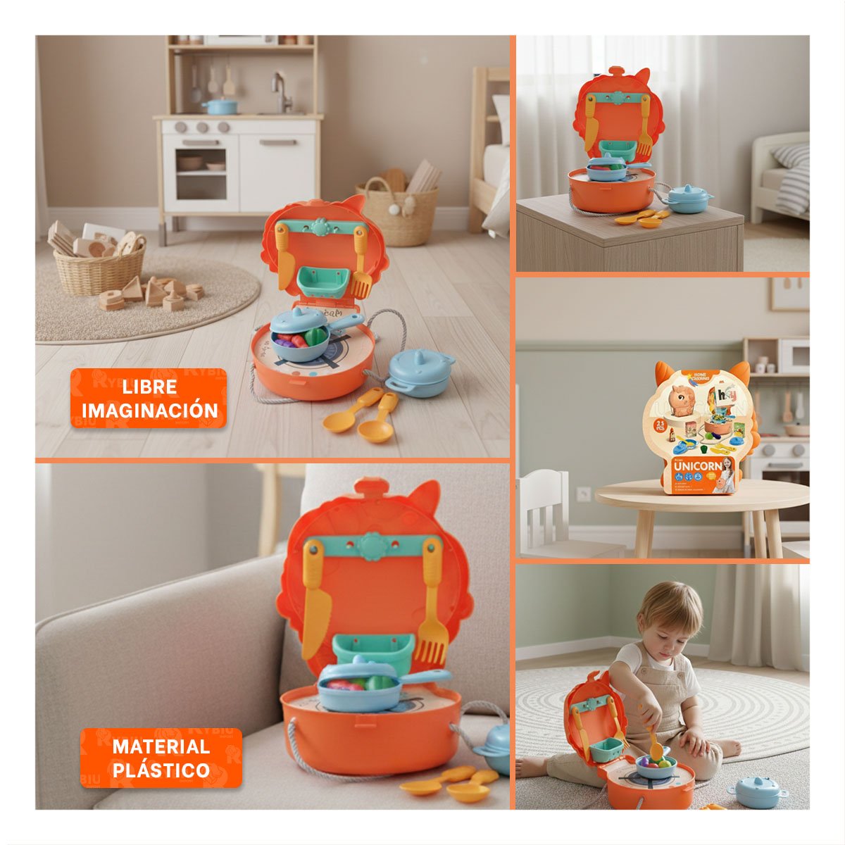 PACK4 MODELO INFANTIL UNICORNIO COCINA DE JUEGO PARA INFANTES EN CASA YREGALO STICKER - 2