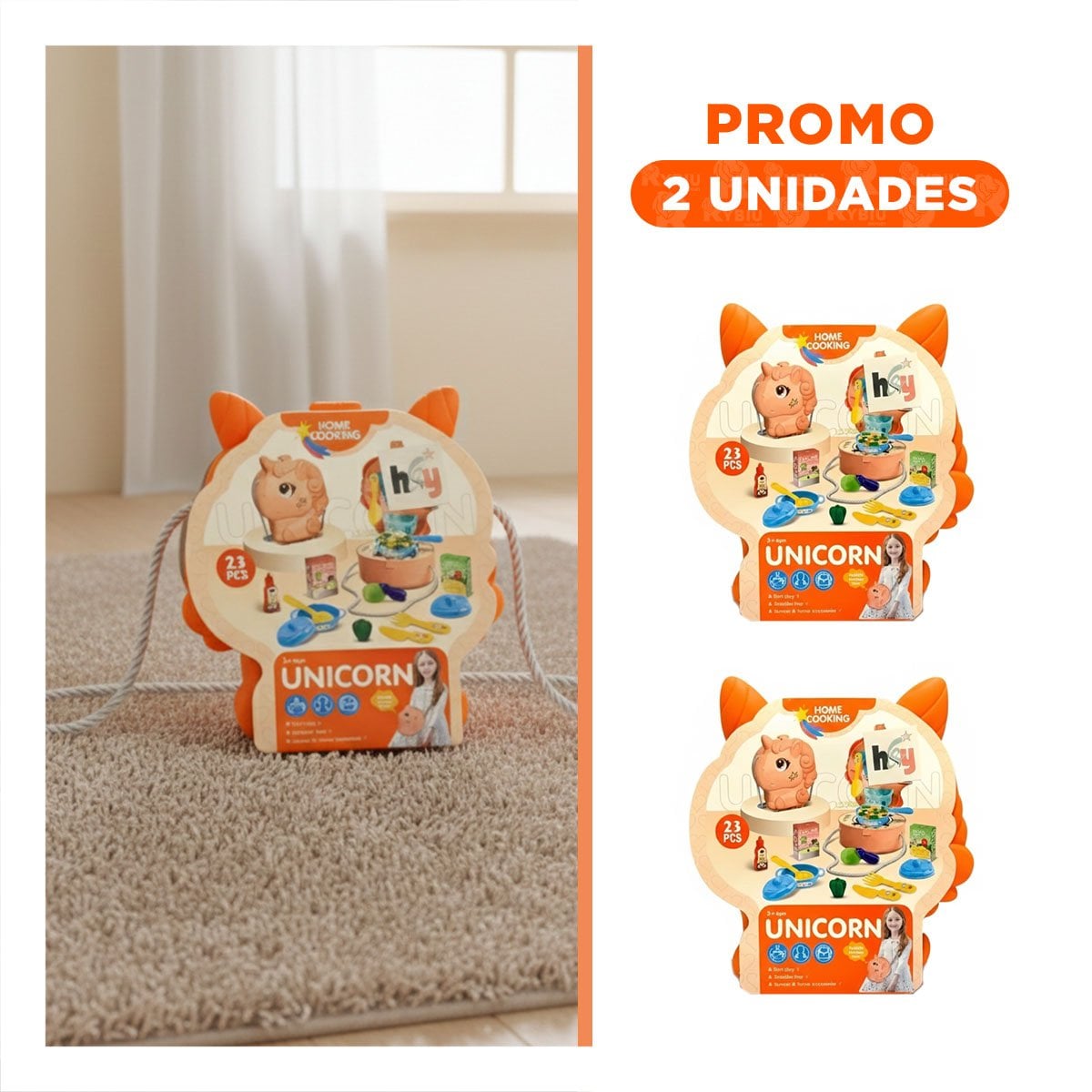 PACK2 KIT INFANTIL UNICORNIO COCINA DE JUEGO CON ACCESORIOS PARA NINOS - 1