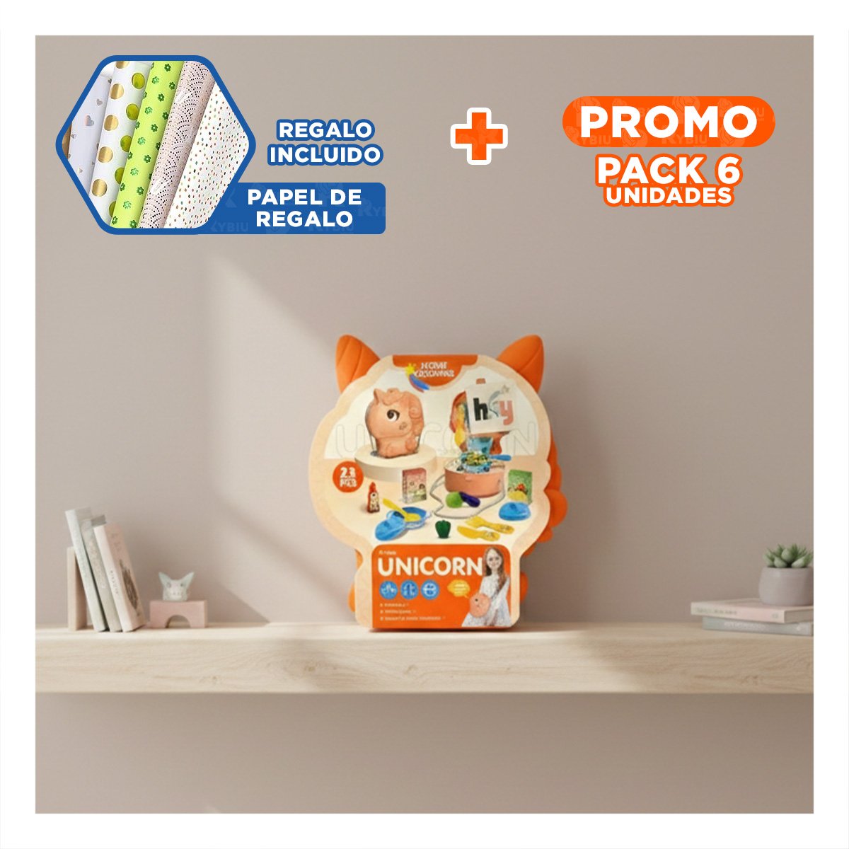 PACK6 CONCEPTO INFANTIL UNICORNIO COCINA DE JUEGO PARA HOGAR YPAPEL REGALO - 1