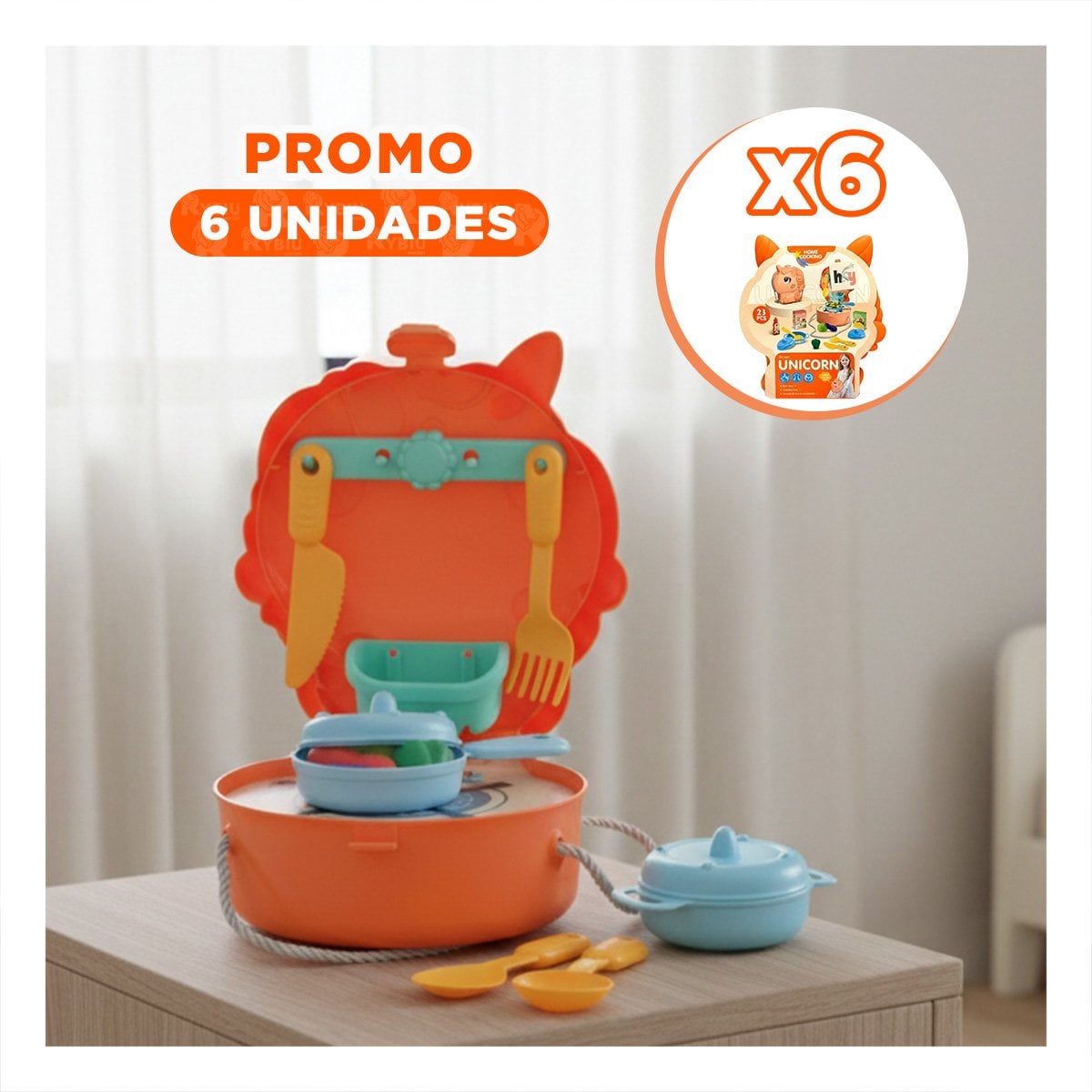 PACK6 ALTERNATIVA INFANTIL UNICORNIO COCINA DE JUEGO PARA INFANTES YREGALO STICKER - 1
