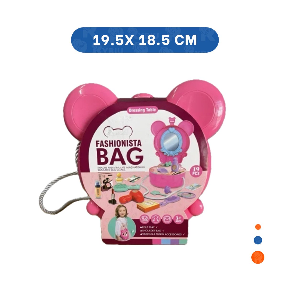 ESTUCHE INFANTIL CON OREJITAS Y TOCADOR DE MAQUILLAJE 19 PIEZAS PARA DIVERSION YREGALO STICKER - 4