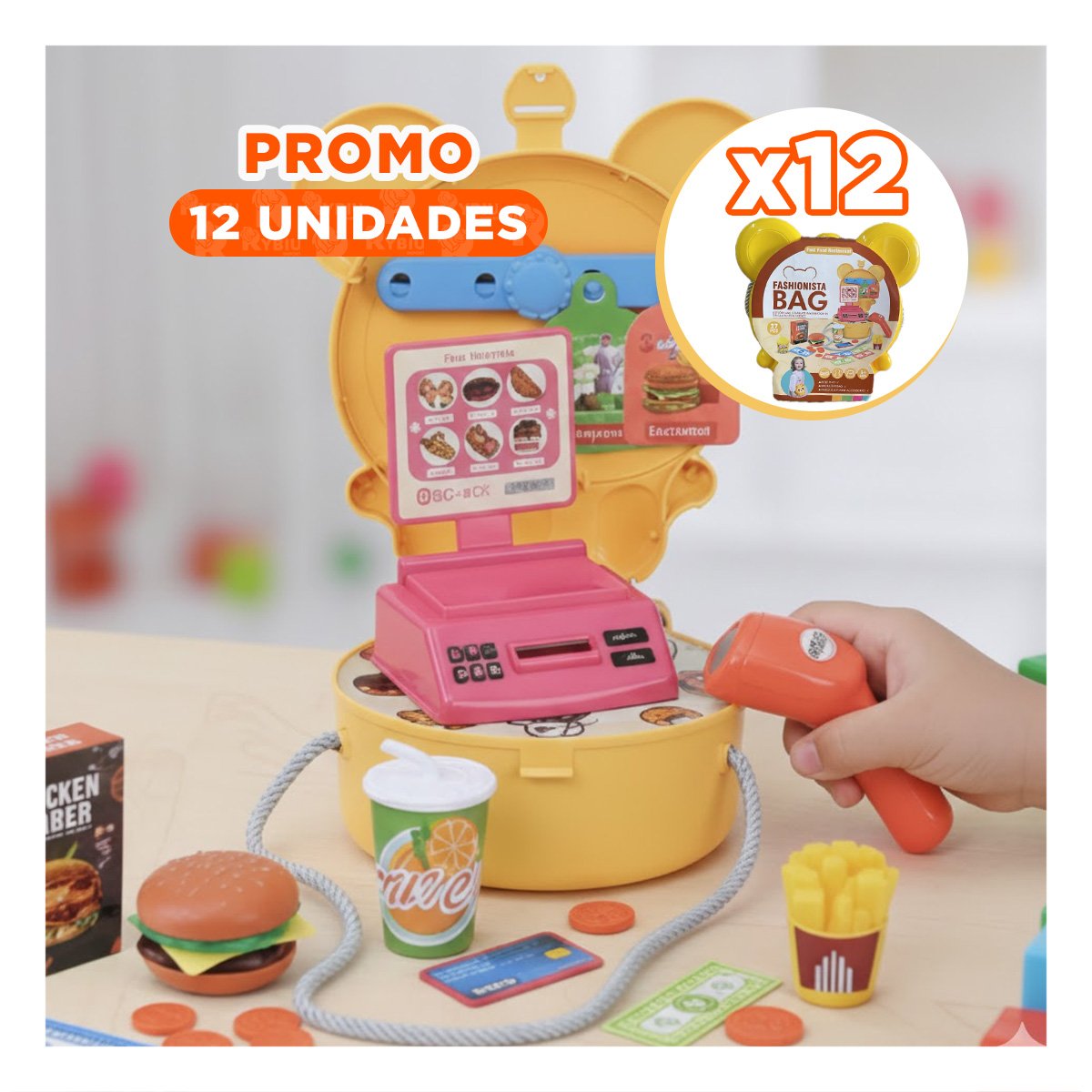 PACK12 OPCION INFANTIL OREJITAS RESTAURANTE DE COMIDA RAPIDA 27 PIEZAS PARA JUEGO - 1