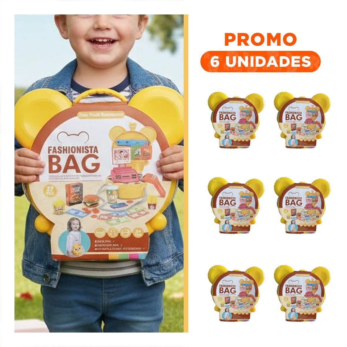 PACK6 PRESENTACION INFANTIL OREJITAS RESTAURANTE DE COMIDA RAPIDA 27 PIEZAS PARA JUEGO - 1