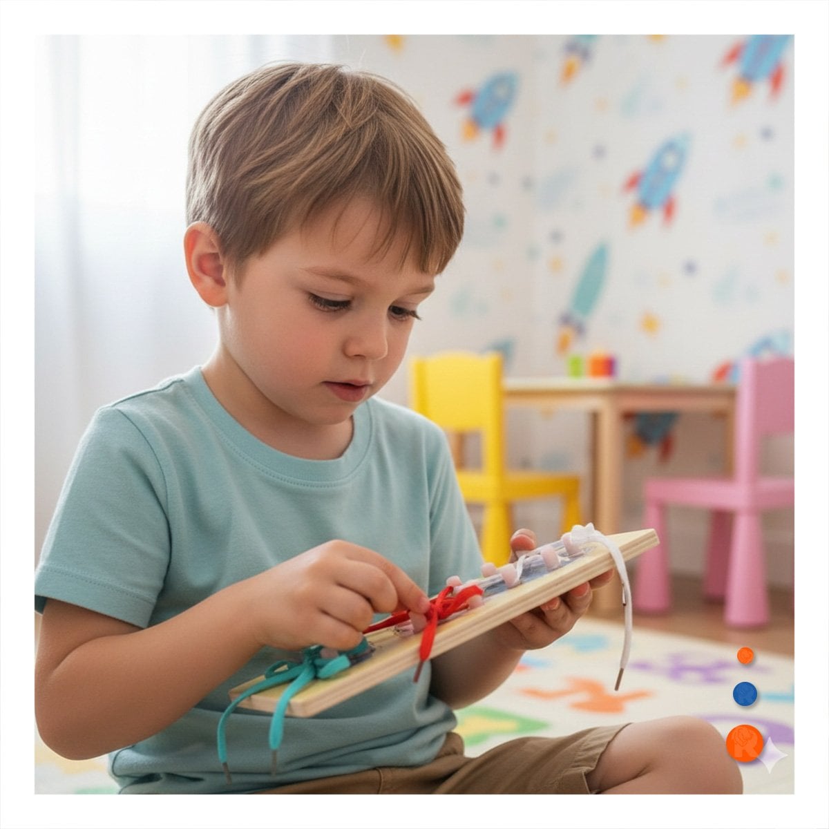 SISTEMA DIDACTICO PARA ATAR PASADORES MULTICOLOR EDUCATIVO YLIGAS REGALO - 1