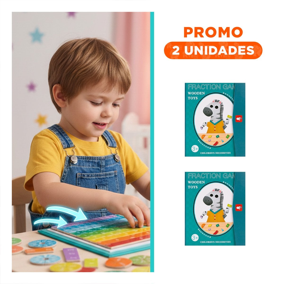 PACK2 LIBRO INFANTIL DE FRACCIONES MAGNETICAS CELESTE PARA APRENDIZAJE TEMPRANO - 1