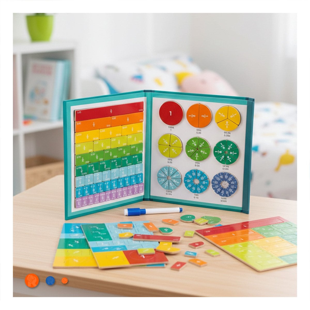 PACK2 LIBRO INFANTIL DE FRACCIONES MAGNETICAS CELESTE PARA APRENDIZAJE TEMPRANO - 3