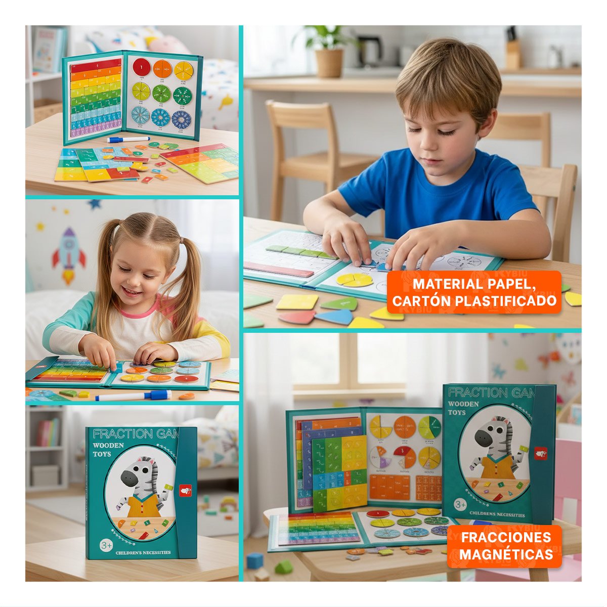 PACK2 MANUAL INFANTIL DE FRACCIONES MAGNETICAS CELESTE EDUCATIVO YPAPEL REGALO - 3