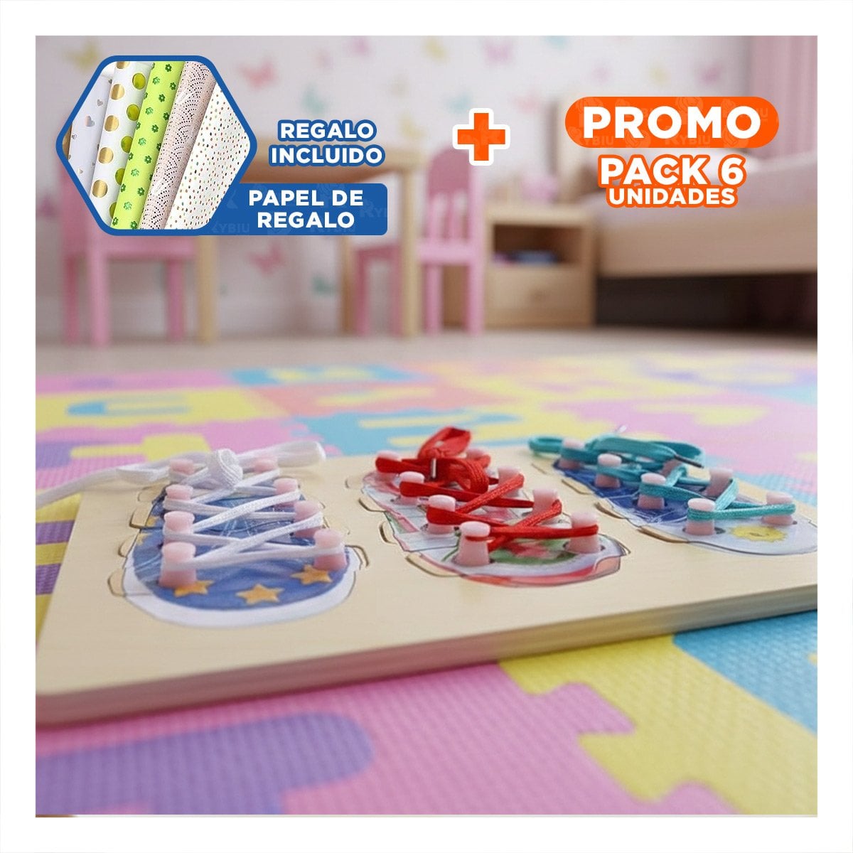 PACK6 MATERIAL ESCOLAR PARA ATAR PASADORES MULTICOLOR INFANTIL YPAPEL REGALO - 1
