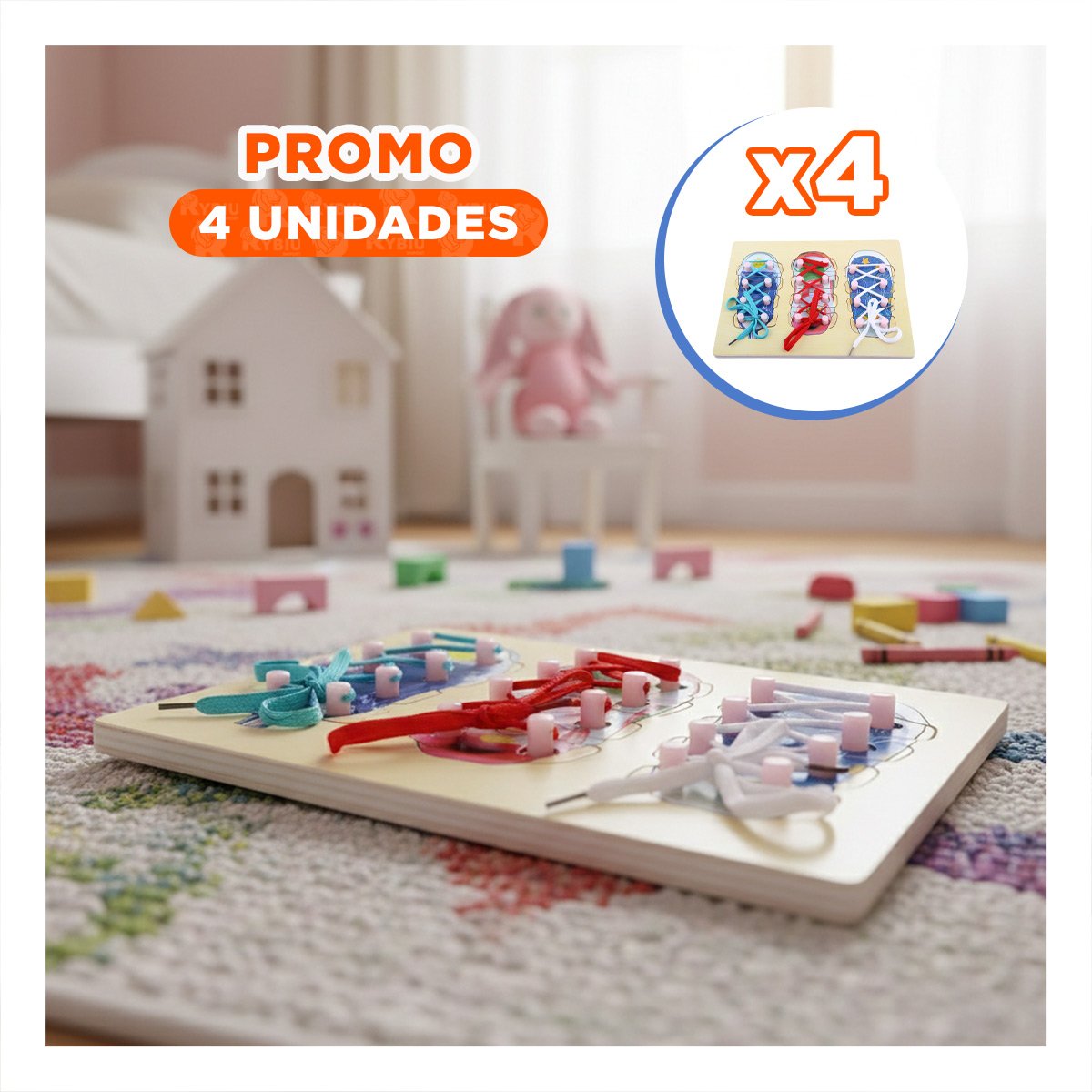 PACK4 JUEGO ESCOLAR PARA ATAR PASADORES MULTICOLOR EDUCATIVO - 1
