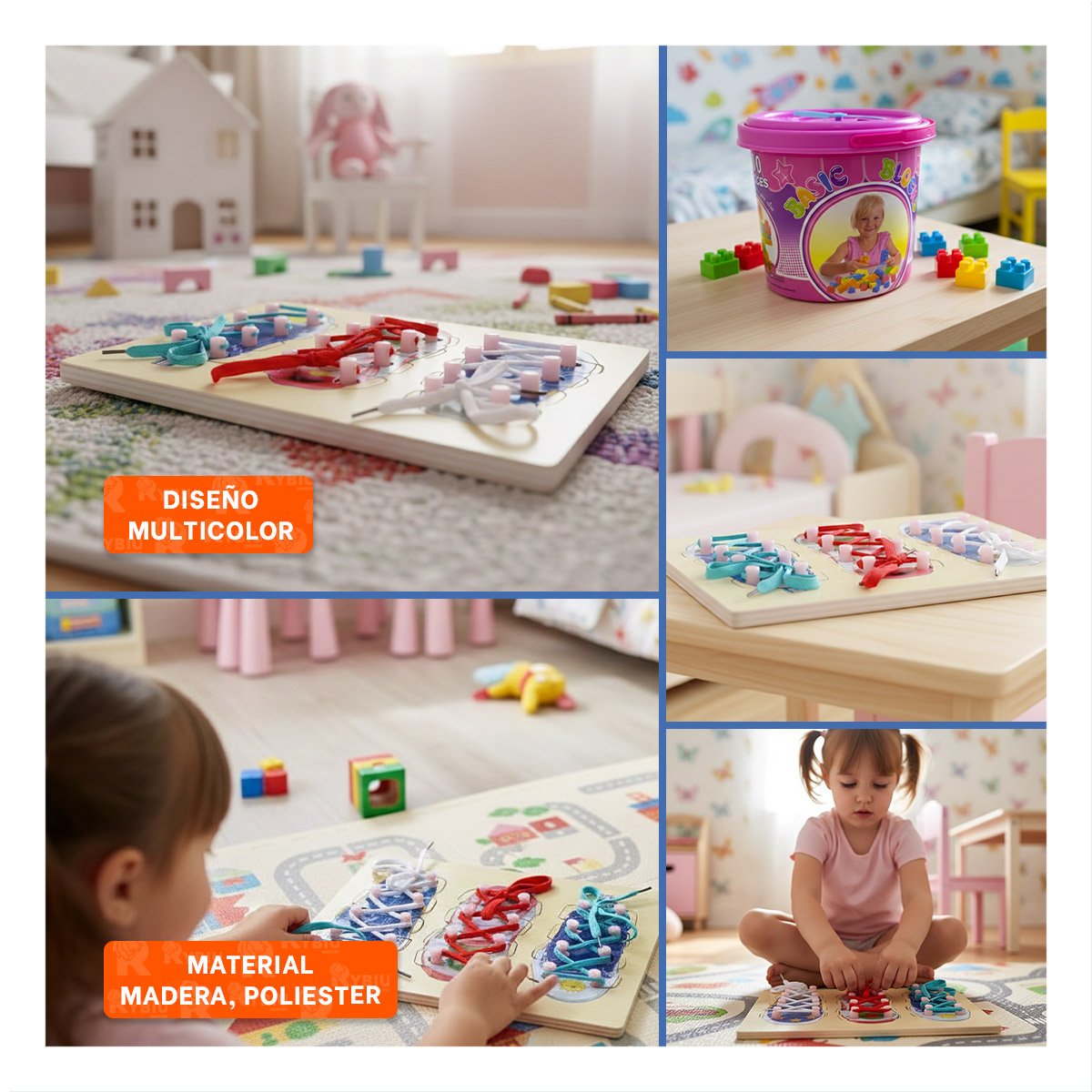 JUEGO DIDACTICO PARA ATAR PASADORES MULTICOLOR EDUCATIVO PARA NINOS - 5