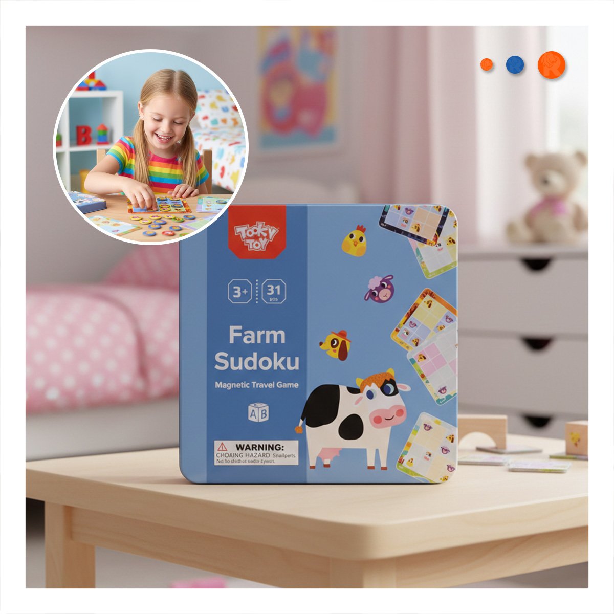 PACK6 ELEMENTO COGNITIVO DE SUDOKU DE GRANJA CELESTE DIDACTICO INFANTIL YPAPEL REGALO - 2