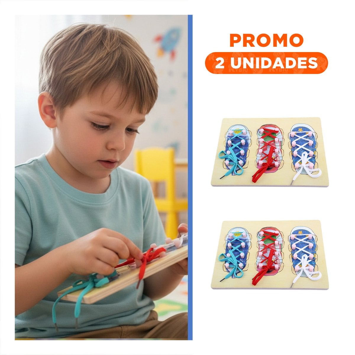 PACK2 ELEMENTO DIDACTICO PARA ATAR PASADORES MULTICOLOR DE APRENDIZAJE - 1