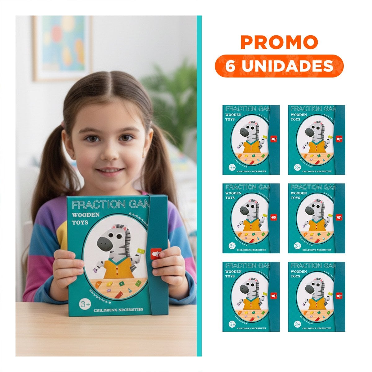 PACK6 LIBRO DE MATEMATICA CON FRACCIONES MAGNETICAS CELESTE DIDACTICO ESCOLAR - 1