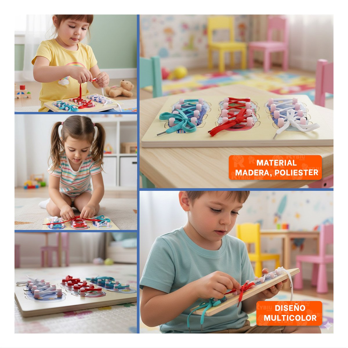 PACK2 ELEMENTO EDUCATIVO PARA ATAR PASADORES MULTICOLOR INFANTIL YPAPEL REGALO - 3