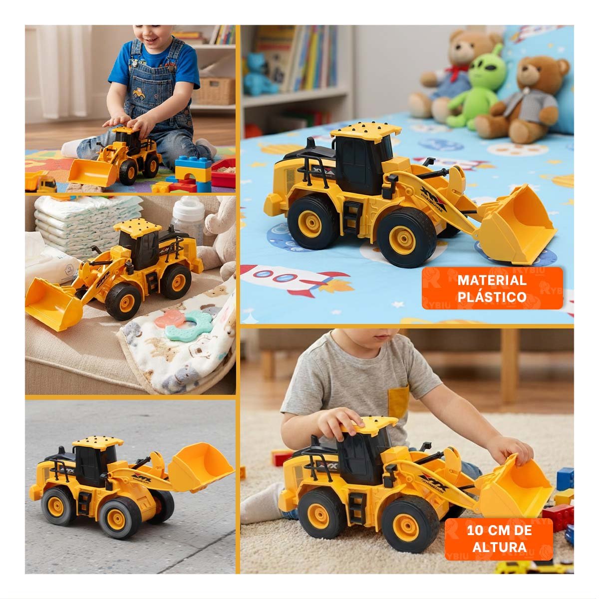 PACK2 JUGUETE INFANTIL EXCAVADORA A CONTROL REMOTO BRAZO INFERIOR AMARILLO YPAPEL REGALO - 3