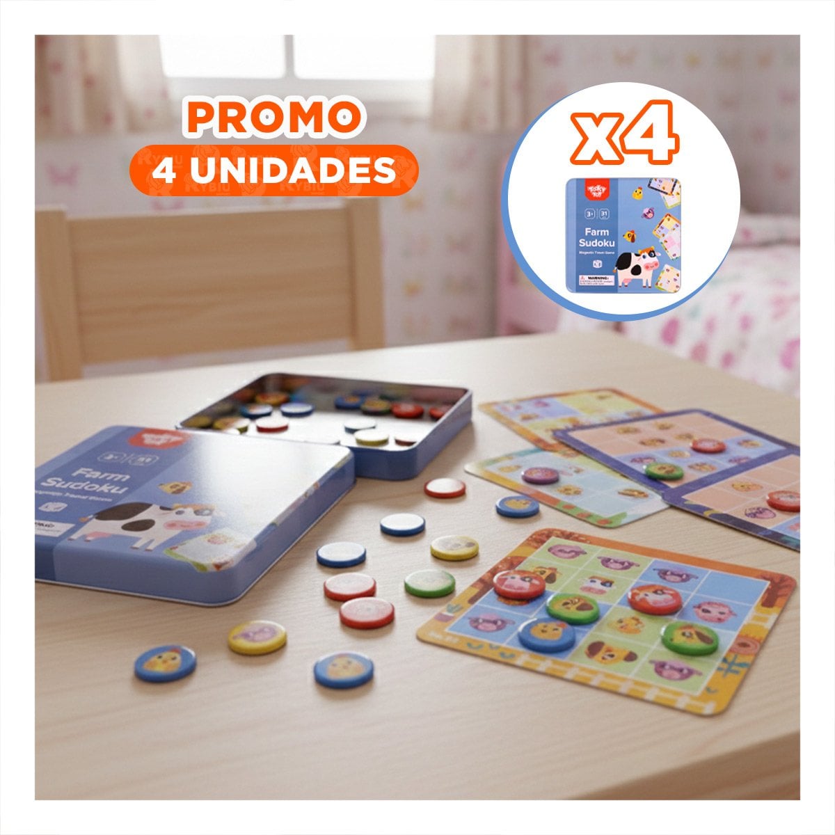 PACK4 JUEGO DE LOGICA DE SUDOKU DE GRANJA CELESTE PARA NINOS - 1