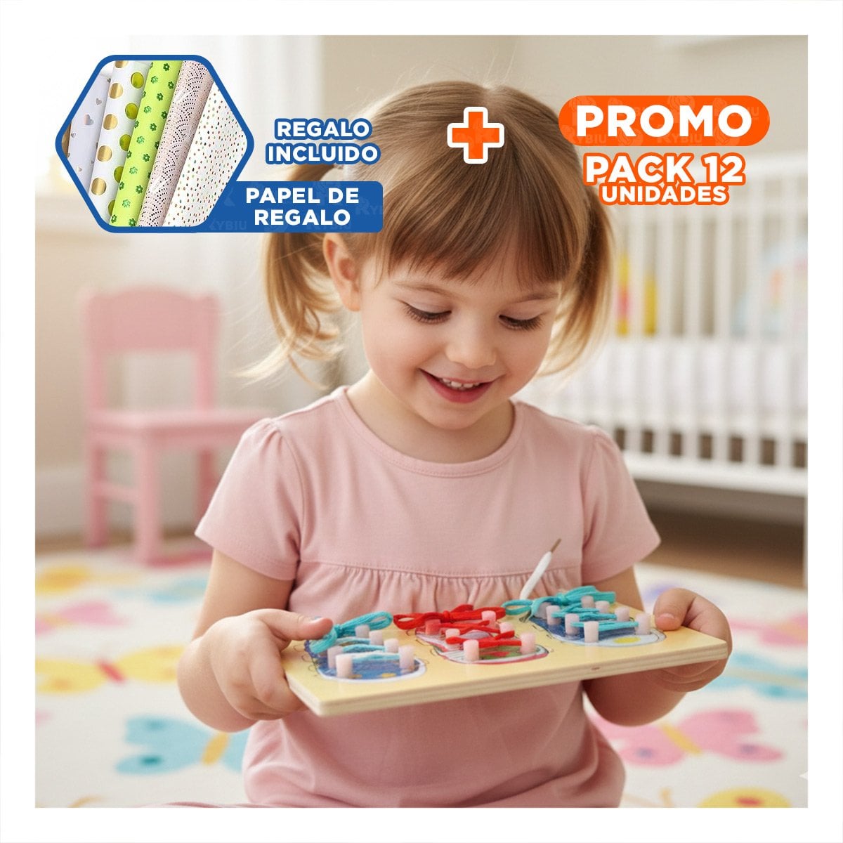 PACK12 KIT DE MOTRICIDAD PARA ATAR PASADORES MULTICOLOR INFANTIL YPAPEL REGALO - 1